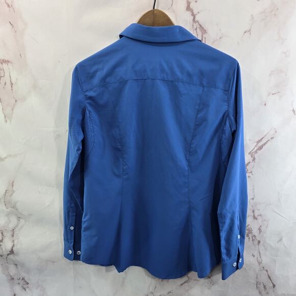 Coolibar Shirt Womens XS Blue Long Sleeve Button Sun UPF 50 Roll Up - Picture 5 of 10